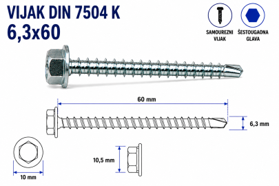 VIJAK DIN 7504 K 6,3x60